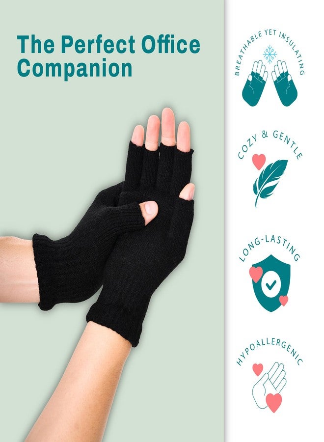 Avantic Alpaca Wool Fingerless Gloves for Typing for Women and Men, Lightweight & Warm Typing Gloves for Cold Hands (Black, L/XL) - Image 4